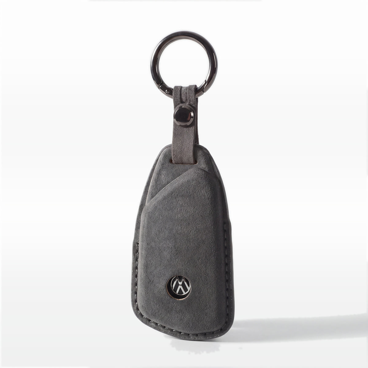 Alcantara Car Key Fob Cover for Volkswagen - Model D with Buckle - Space Grey 4