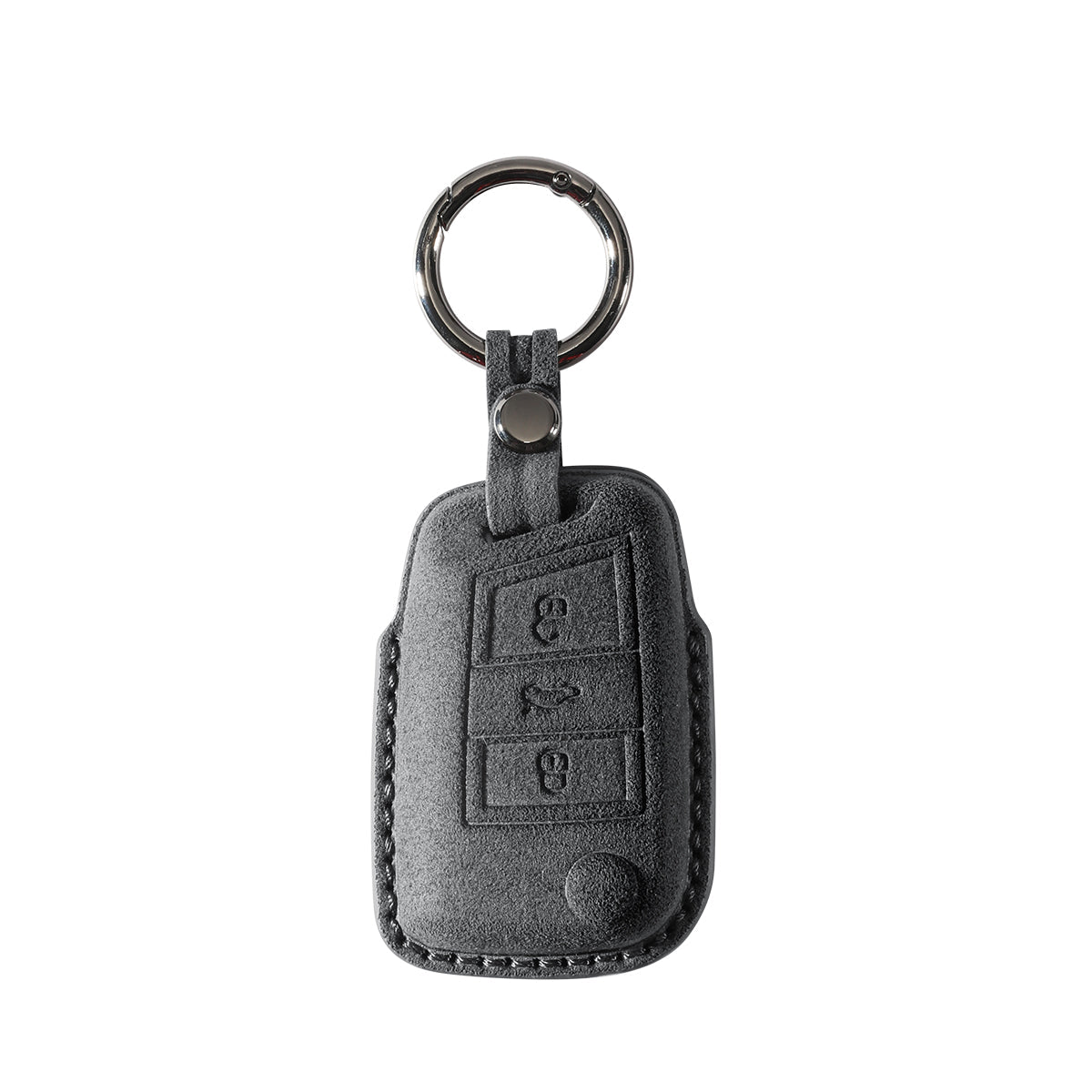 Alcantara Car Key Fob Cover for Volkswagen | Model F with Buckle - Space Grey - Alcanside