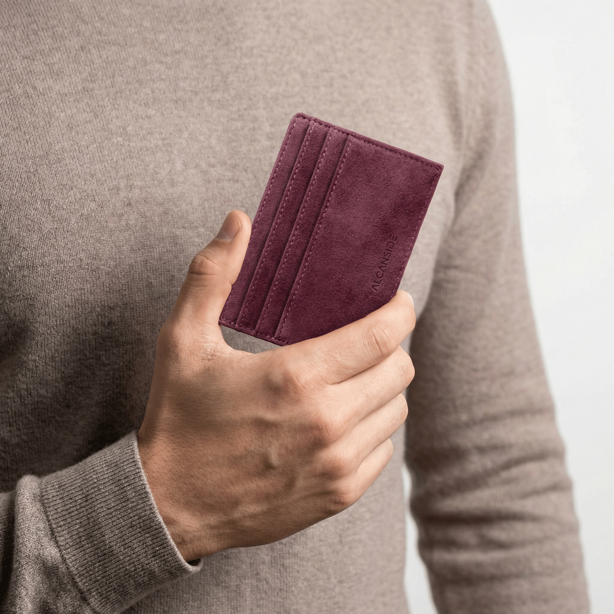 Alcantara Card Wallet - Wine Red - Alcanside