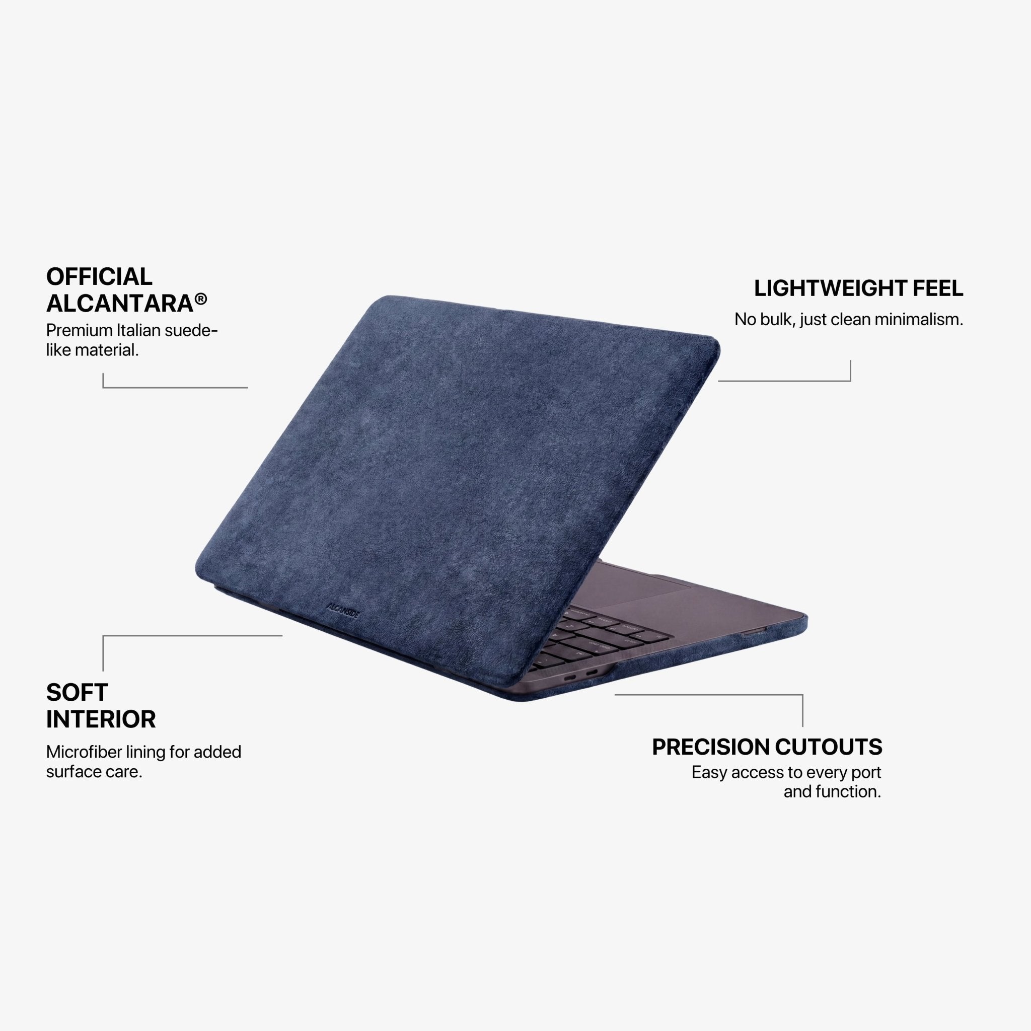 Alcantara MacBook Pro & Pro Max Cover - For 14 inch (2021 - 2025) - Ocean Blue - Alcanside