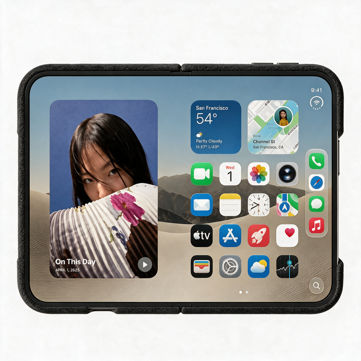 Deep Black Alcantara case for iPhone Duo, product image 3