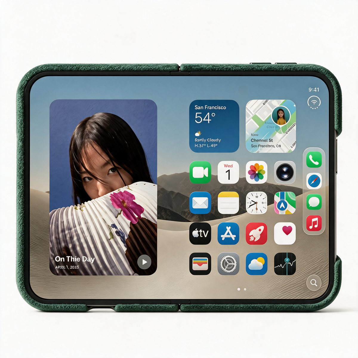 Midnight Green Alcantara case for iPhone Duo, product image 3