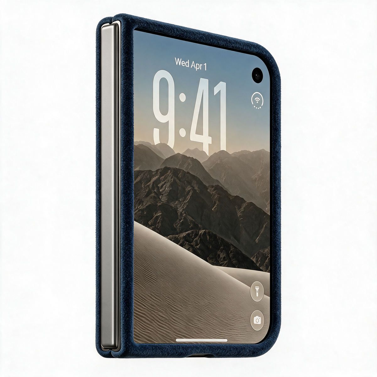 Navy Blue Alcantara case for iPhone Duo, product image 4