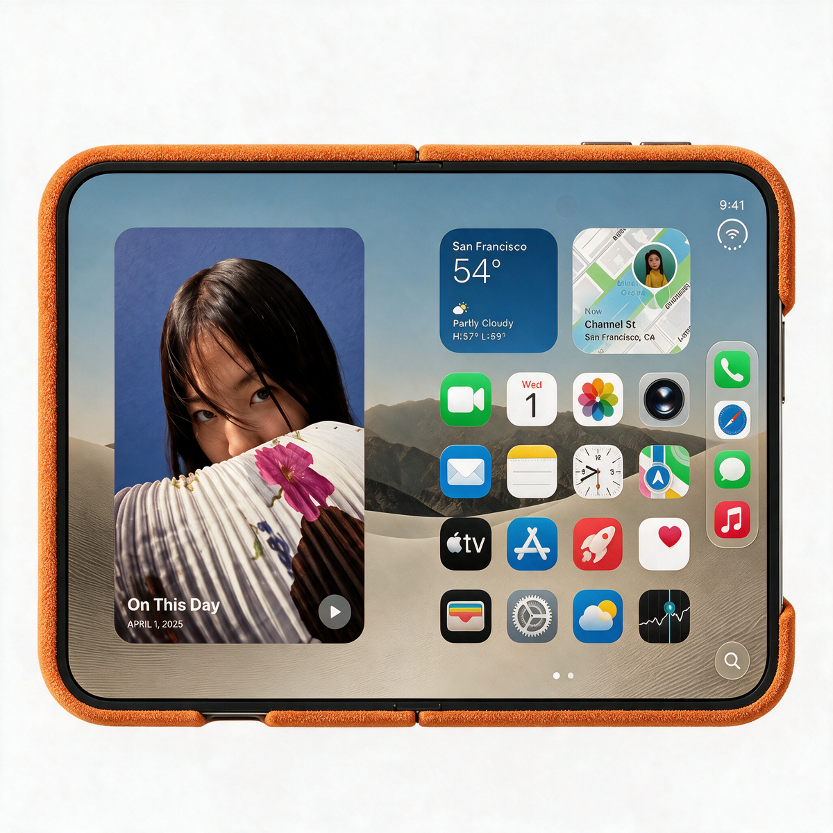 Orange Alcantara case for iPhone Duo, product image 3