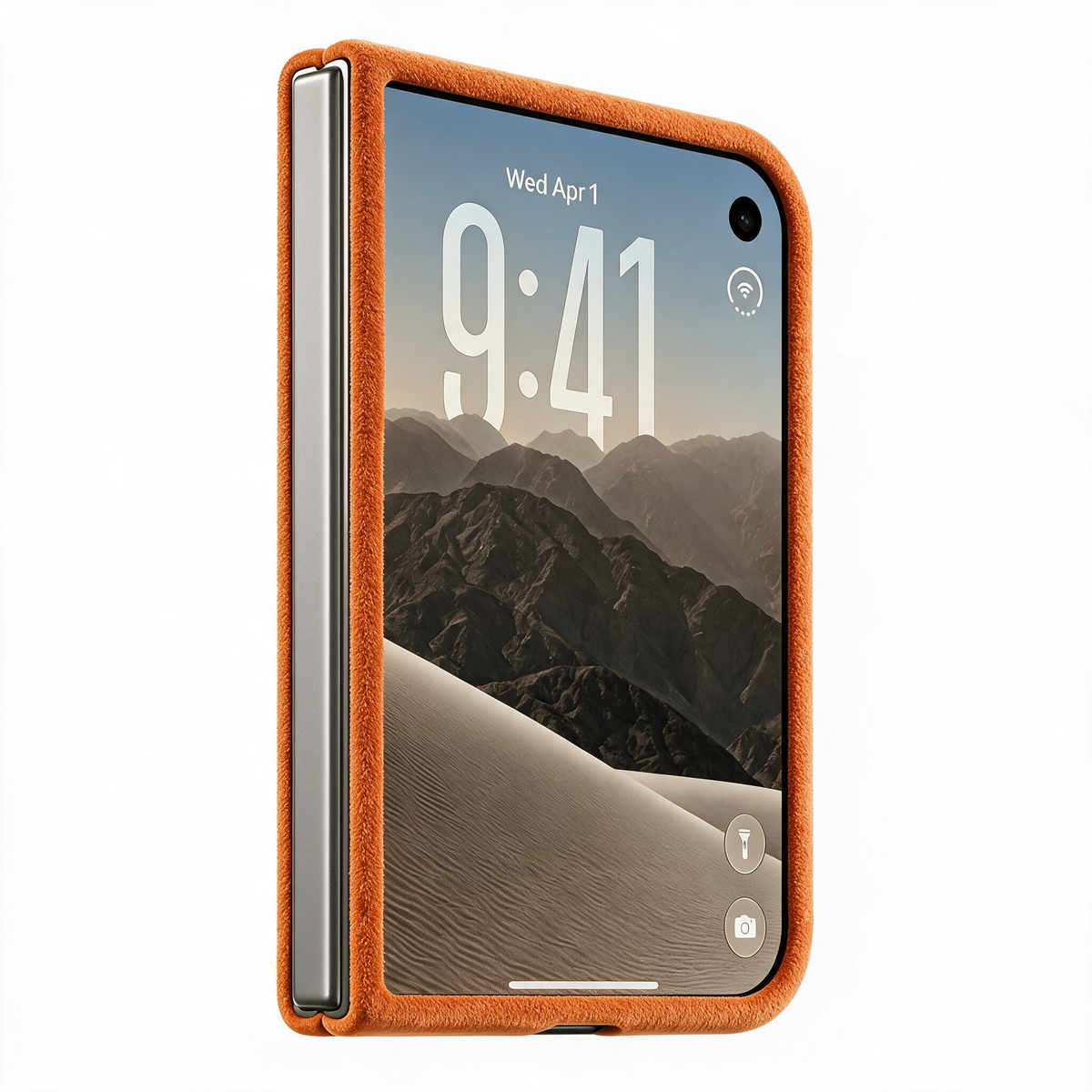 Orange Alcantara case for iPhone Duo, product image 4