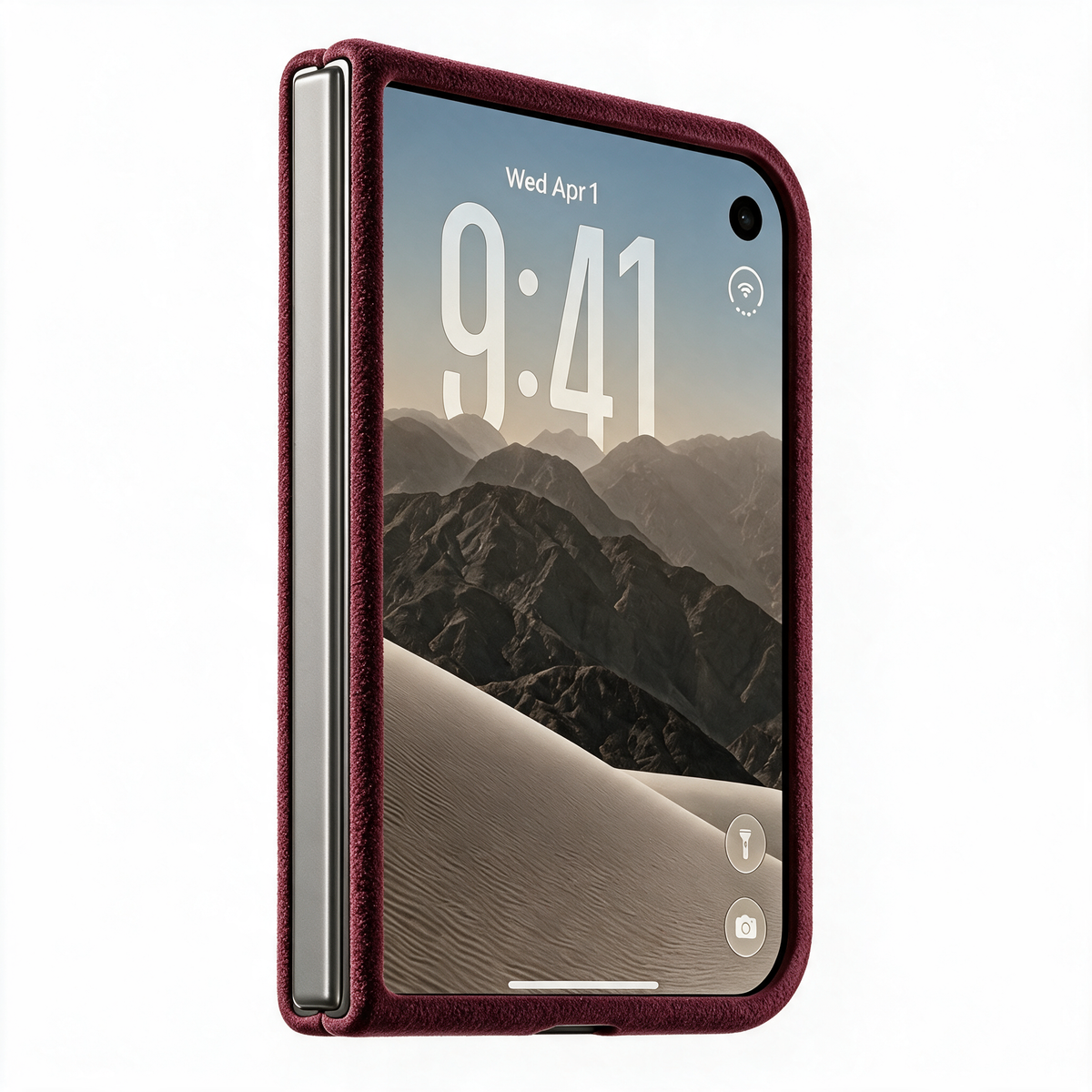 Wine Red Alcantara case for iPhone Duo, product image 4