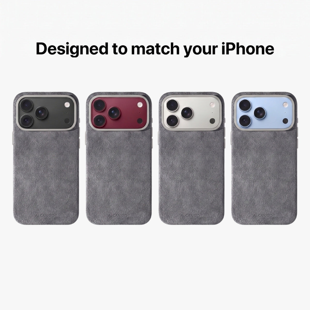 Nardo Gray Alcantara cases designed to match every iPhone 18 colour