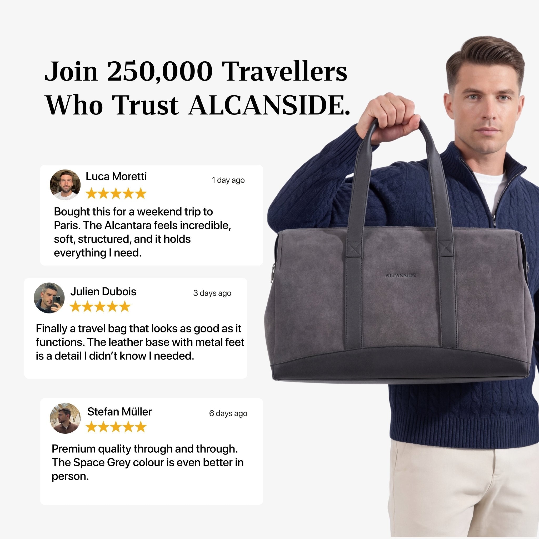 Alcantara Duffle Bag - Space Grey - Alcanside