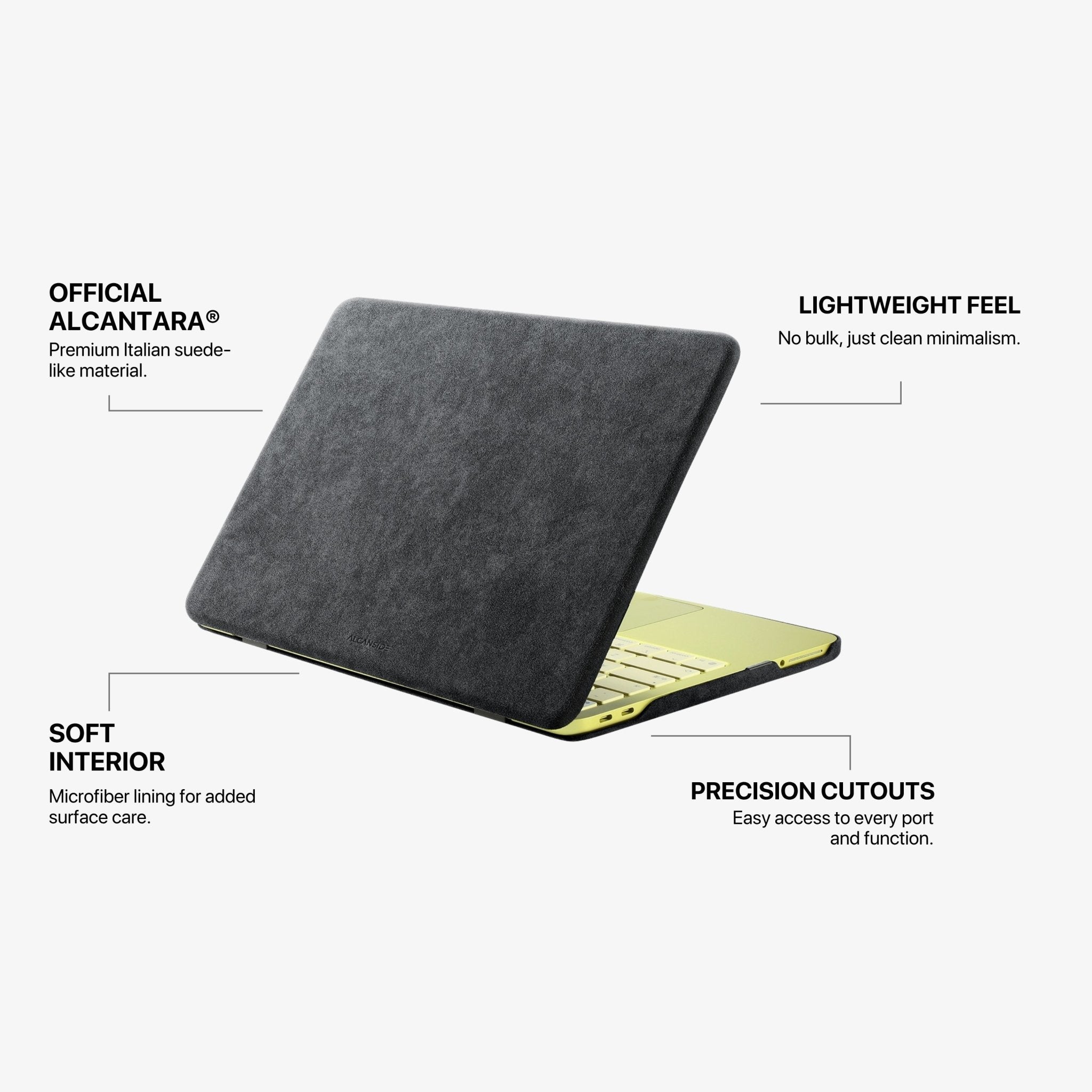 Alcantara MacBook Neo Cover – For 13 inch (2026) – Space Grey - Alcanside
