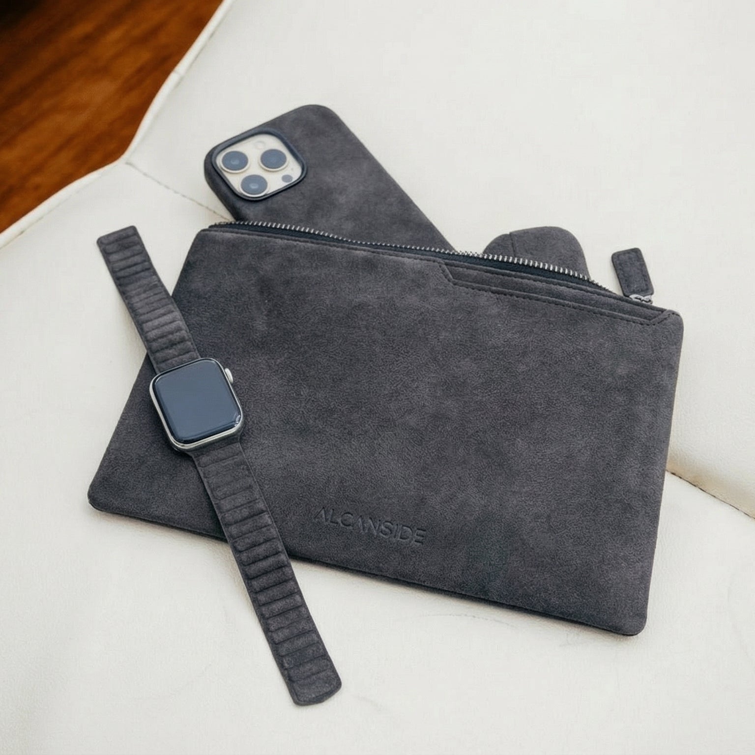 Alcantara Pouch - Space Grey - Alcanside