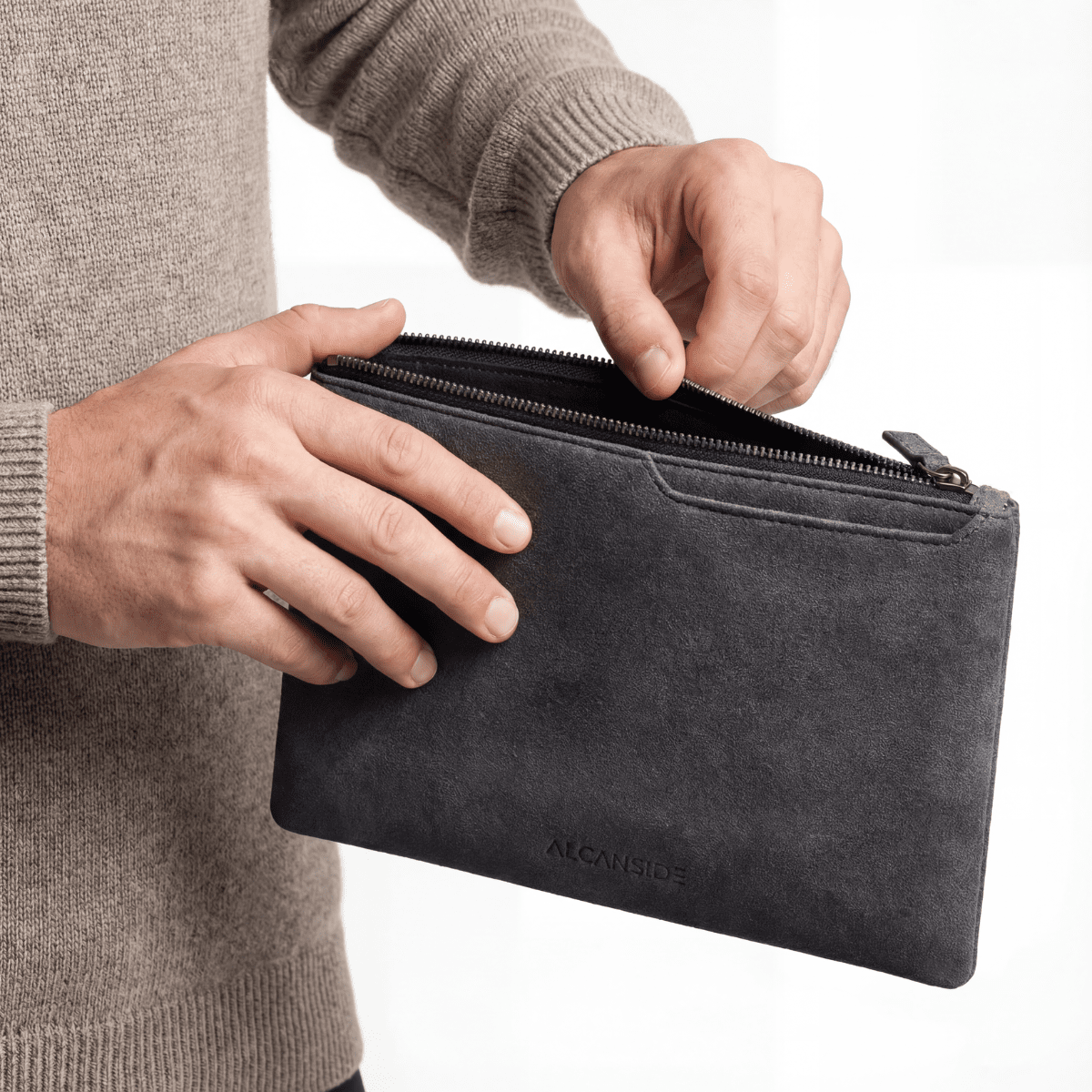 Alcantara Pouch - Space Grey - Alcanside