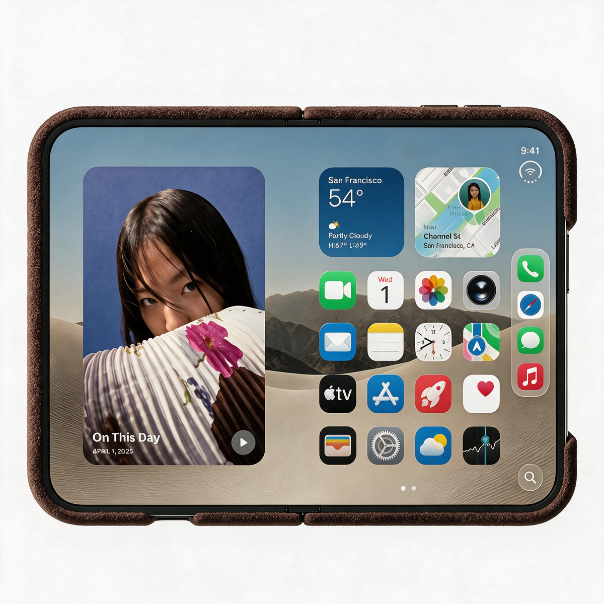 Chocolate Brown Alcantara case for iPhone Duo, product image 3