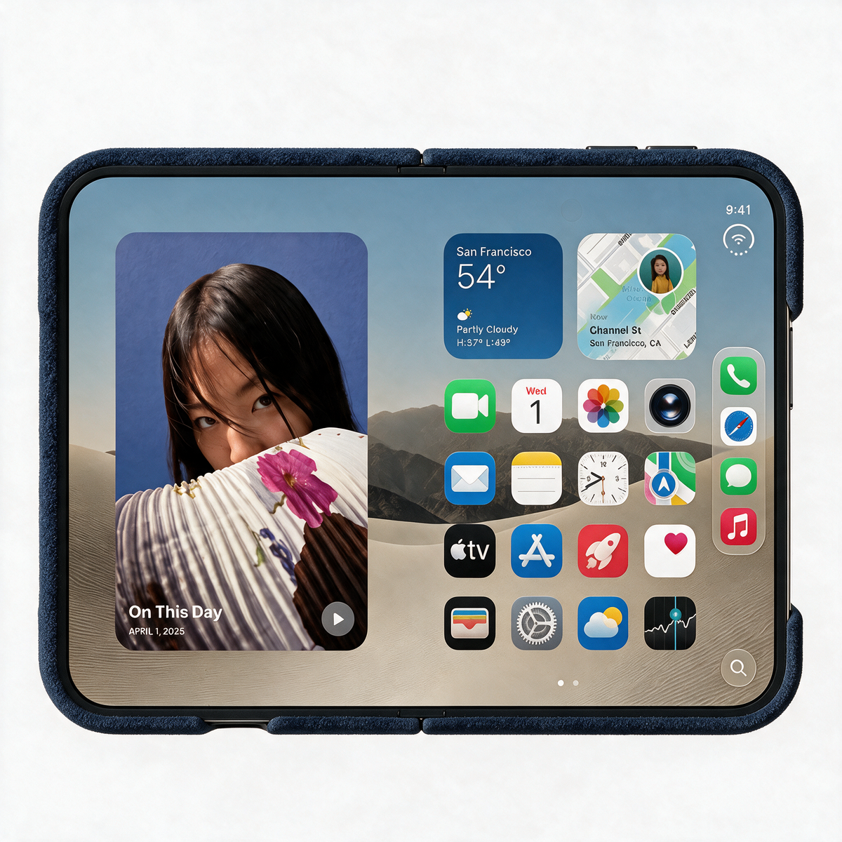 Navy Blue Alcantara case for iPhone Duo, product image 3