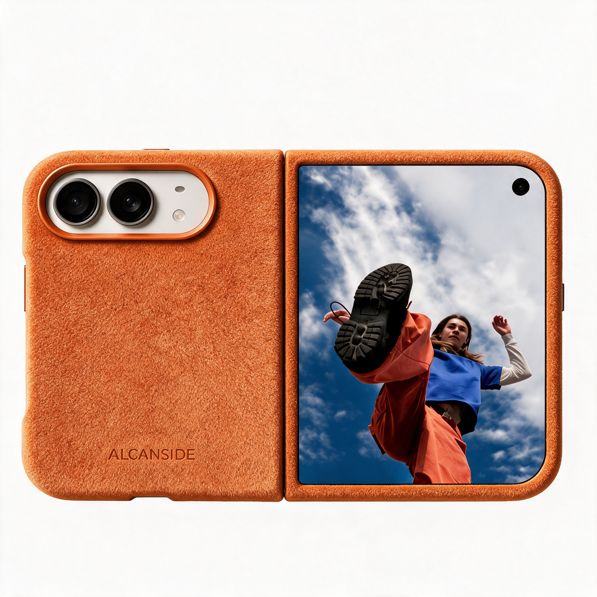 Orange Alcantara case for iPhone Duo, product image 2