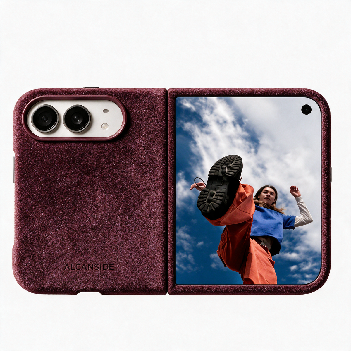 Wine Red Alcantara case for iPhone Duo, product image 2